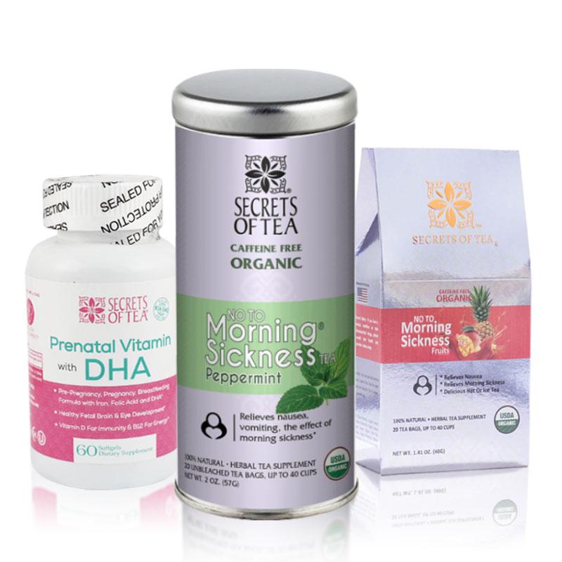 Pregnancy Morning Sickness Tea - Fruits + Pregnancy Tea Peppermint Morning sickness Relief + Prenatal Daily Vitamins - Secrets Of Tea