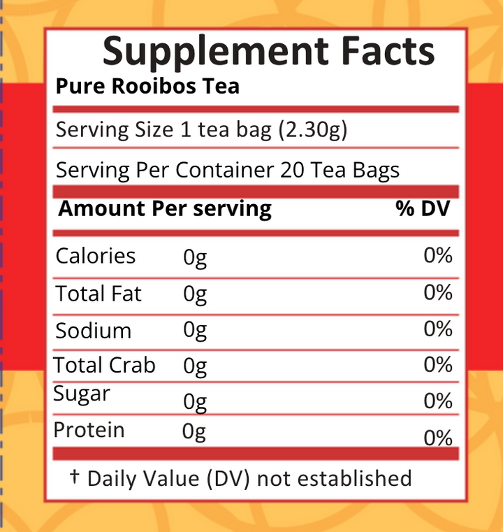 Nutrition facts Secrets of Tea Rooibos tea