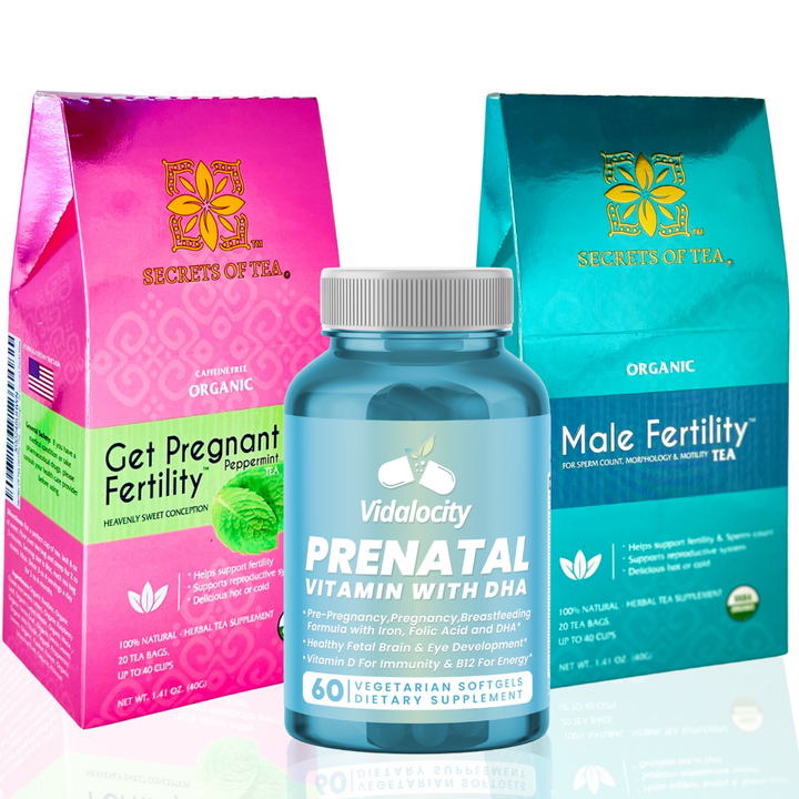 Conception Supplement Bundle with Prenatal Daily Vitamins (him/her) mint secrets of tea