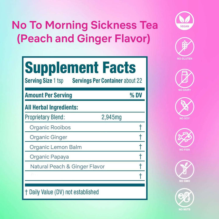 Morning Sickness Tea - Peach and Ginger: 40 Cups - Secrets Of Tea