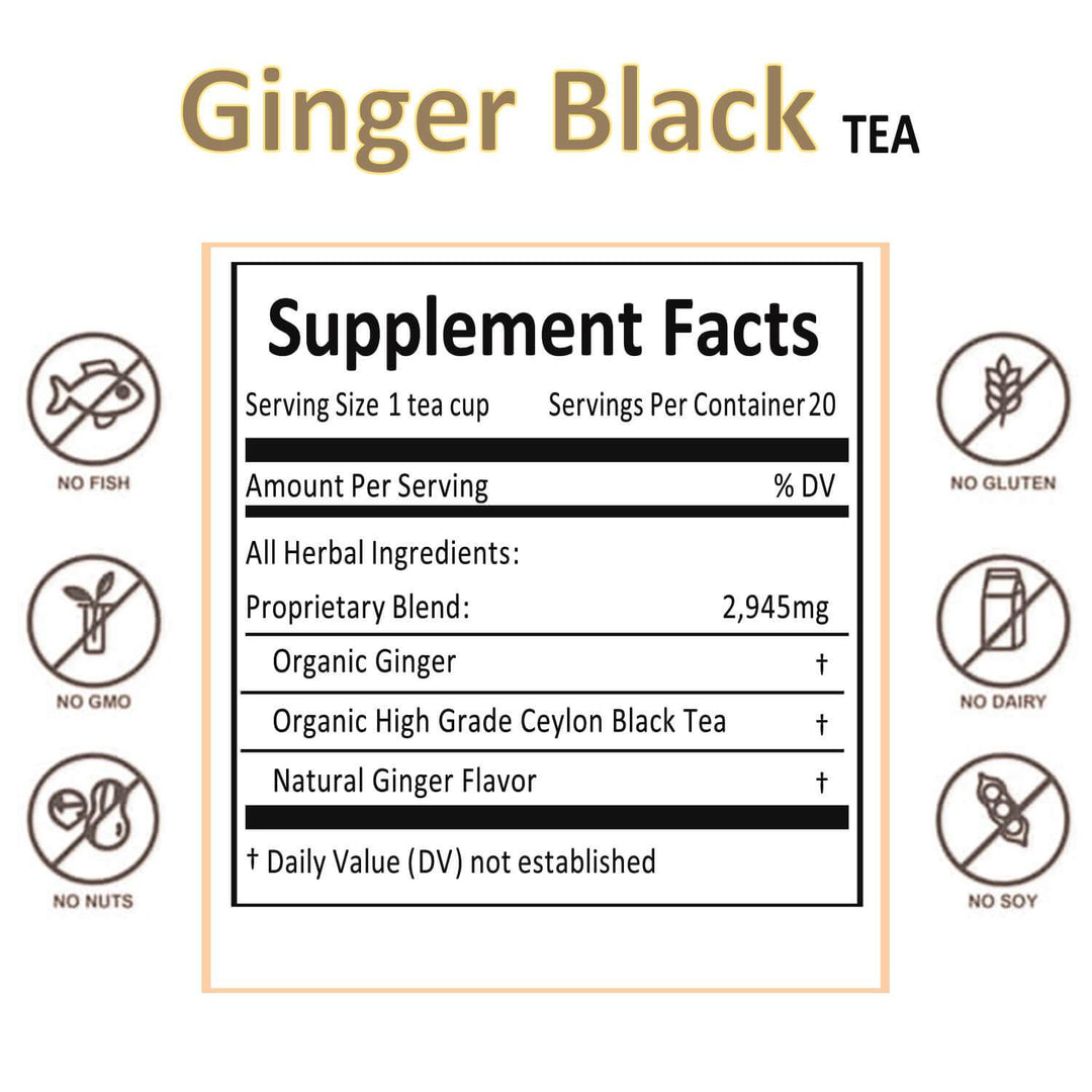 Organic Ginger Black Tea- USDA Organic- 20 Sachets- 40 Servings - Secrets Of Tea