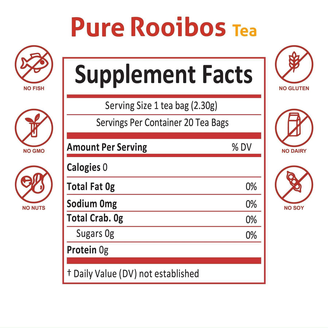 Rooibos Tea -USDA Organic & Caffeine Free- 40 Servings – Of Tea