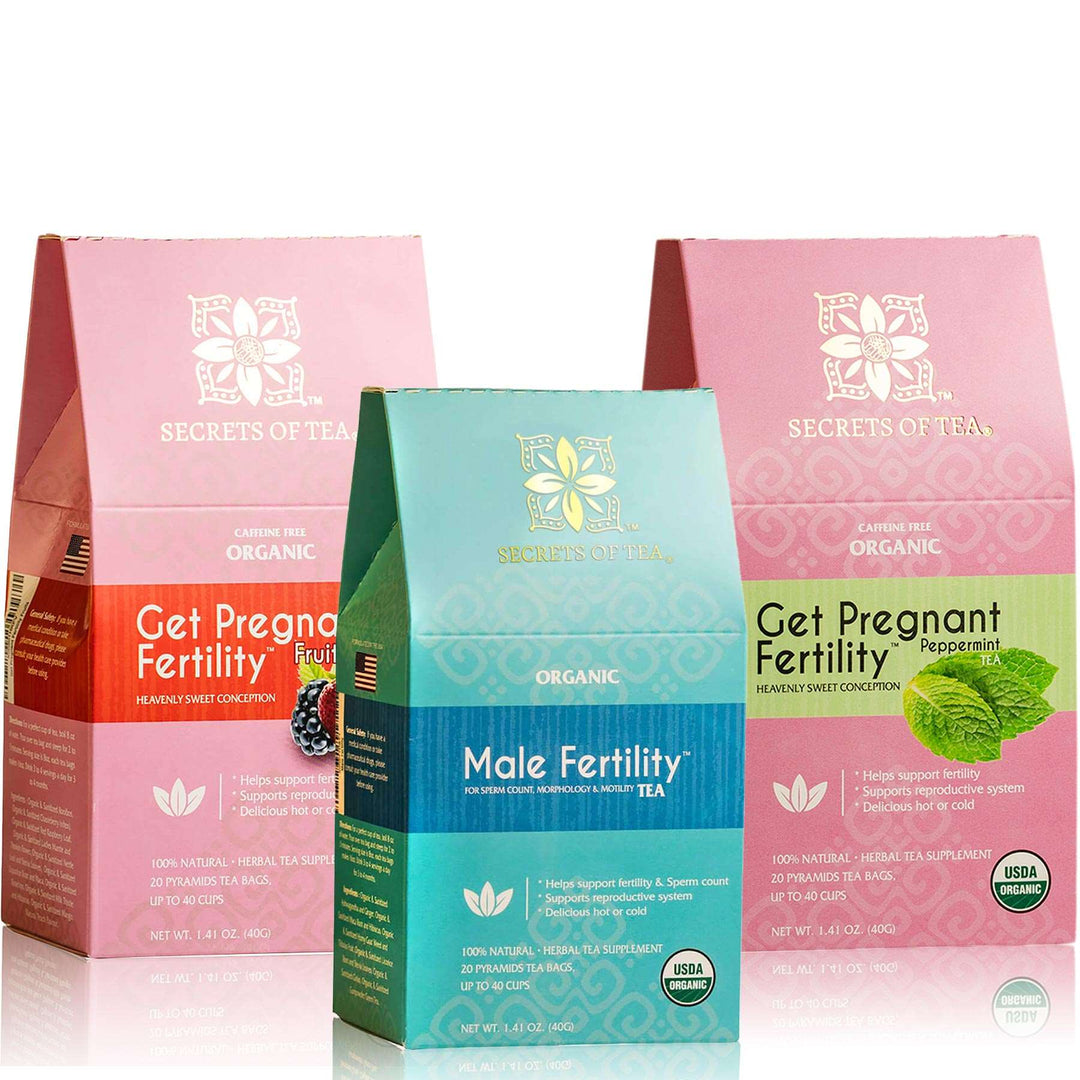 Women Fertility Tea - Peppermint + Fertility Tea - Fruit + Men's Fertility Tea - Secrets Of Tea